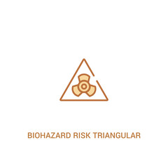 biohazard risk triangular concept 2 colored icon. simple line element illustration. outline brown biohazard risk triangular symbol. can be used for web and mobile ui/ux.