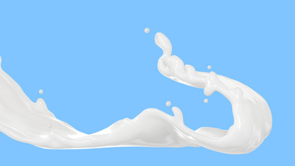 Milk splash isolated on background, splash. 3d illustration. 