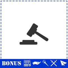 Hammer judge icon flat