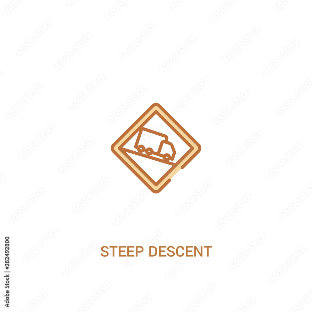 Aufkleber steep descent concept 2 colored icon. simple line element illustration. outline brown steep descent 