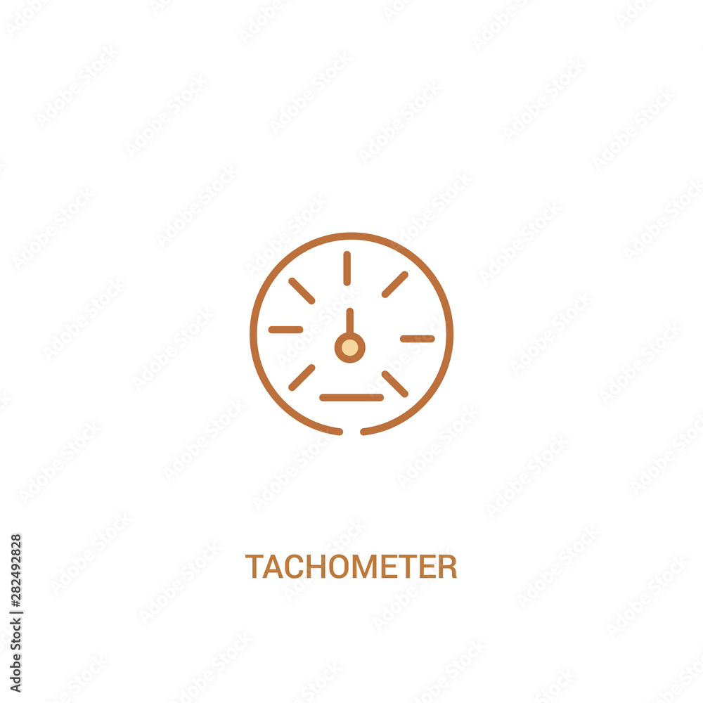 Poster tachometer concept 2 colored icon. simple line element illustration. outline brown tachometer symbol