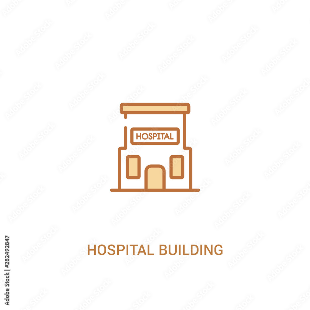Poster hospital building front concept 2 colored icon. simple line element illustration. outline brown hosp