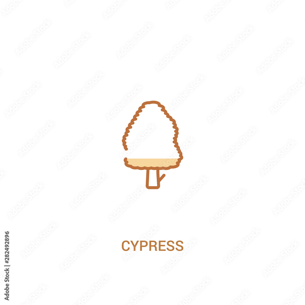 Poster cypress concept 2 colored icon. simple line element illustration. outline brown cypress symbol. can 