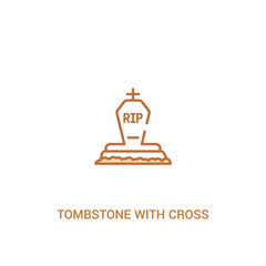 tombstone with cross concept 2 colored icon. simple line element illustration. outline brown tombstone with cross symbol. can be used for web and mobile ui/ux.