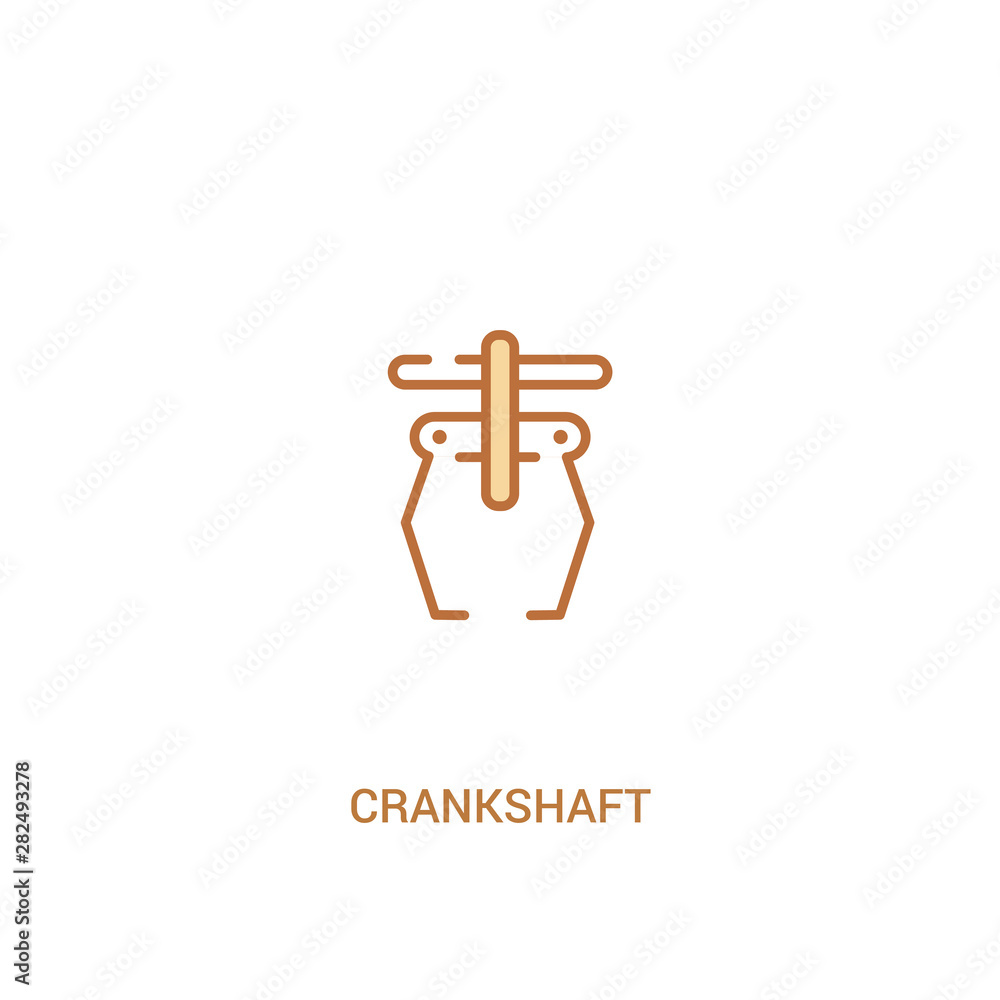 Poster crankshaft concept 2 colored icon. simple line element illustration. outline brown crankshaft symbol