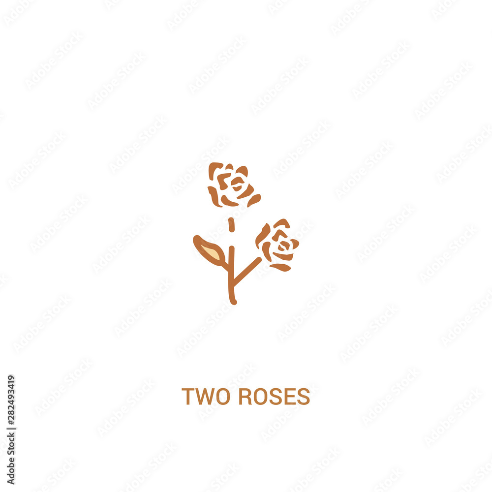 Poster two roses concept 2 colored icon. simple line element illustration. outline brown two roses symbol. 