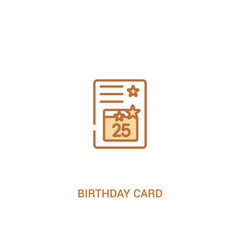 birthday card concept 2 colored icon. simple line element illustration. outline brown birthday card symbol. can be used for web and mobile ui/ux.