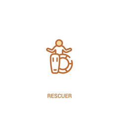 rescuer concept 2 colored icon. simple line element illustration. outline brown rescuer symbol. can be used for web and mobile ui/ux.