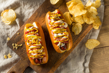 Homemade Colombian Hot Dogs with Chips