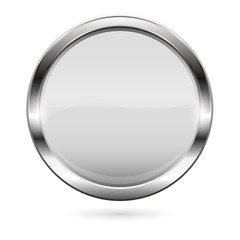 White glass button. 3d shiny round icon