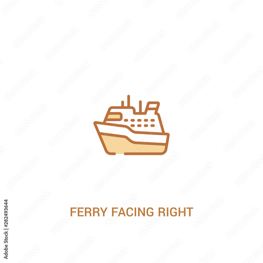 Poster ferry facing right concept 2 colored icon. simple line element illustration. outline brown ferry fac