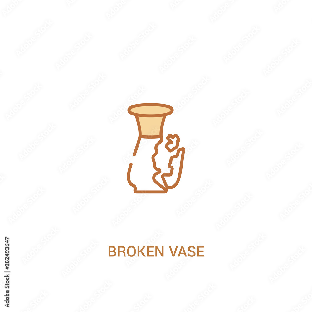 Poster broken vase concept 2 colored icon. simple line element illustration. outline brown broken vase symb
