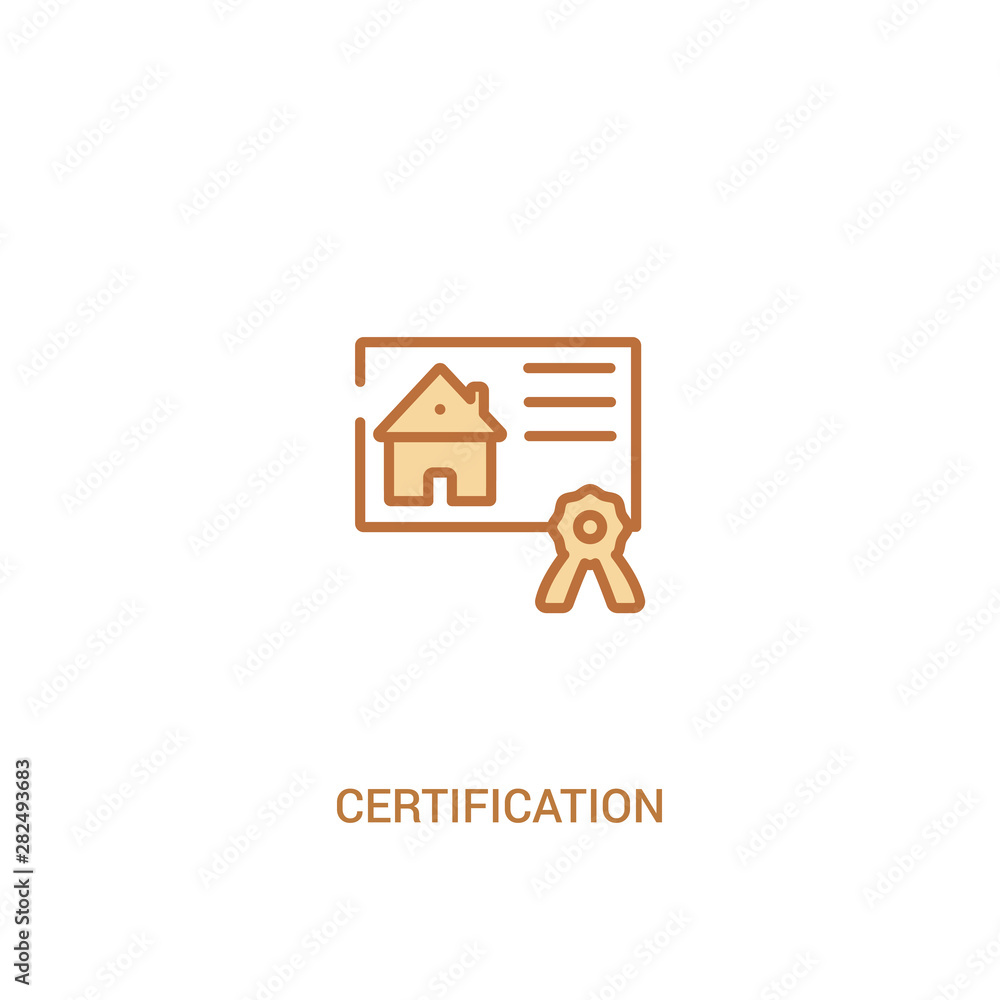 Poster certification concept 2 colored icon. simple line element illustration. outline brown certification 