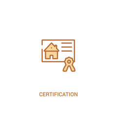 certification concept 2 colored icon. simple line element illustration. outline brown certification symbol. can be used for web and mobile ui/ux.