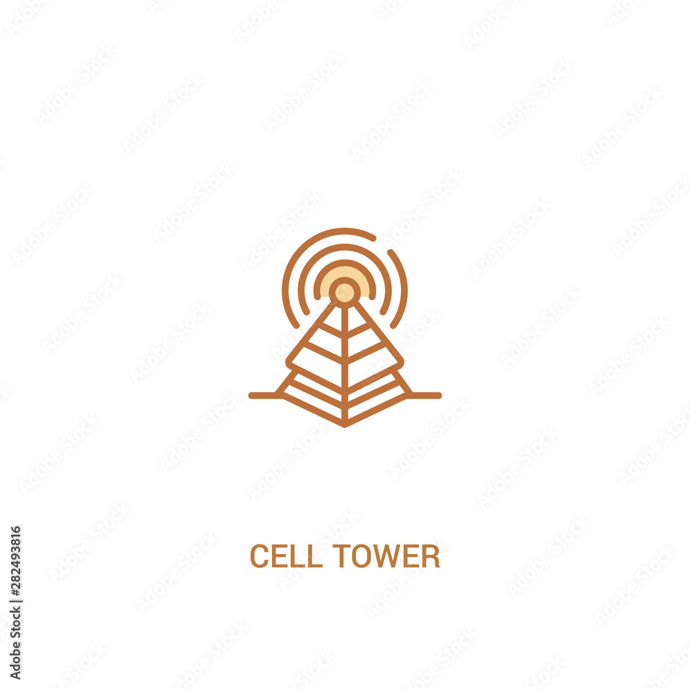 Poster cell tower concept 2 colored icon. simple line element illustration. outline brown cell tower symbol