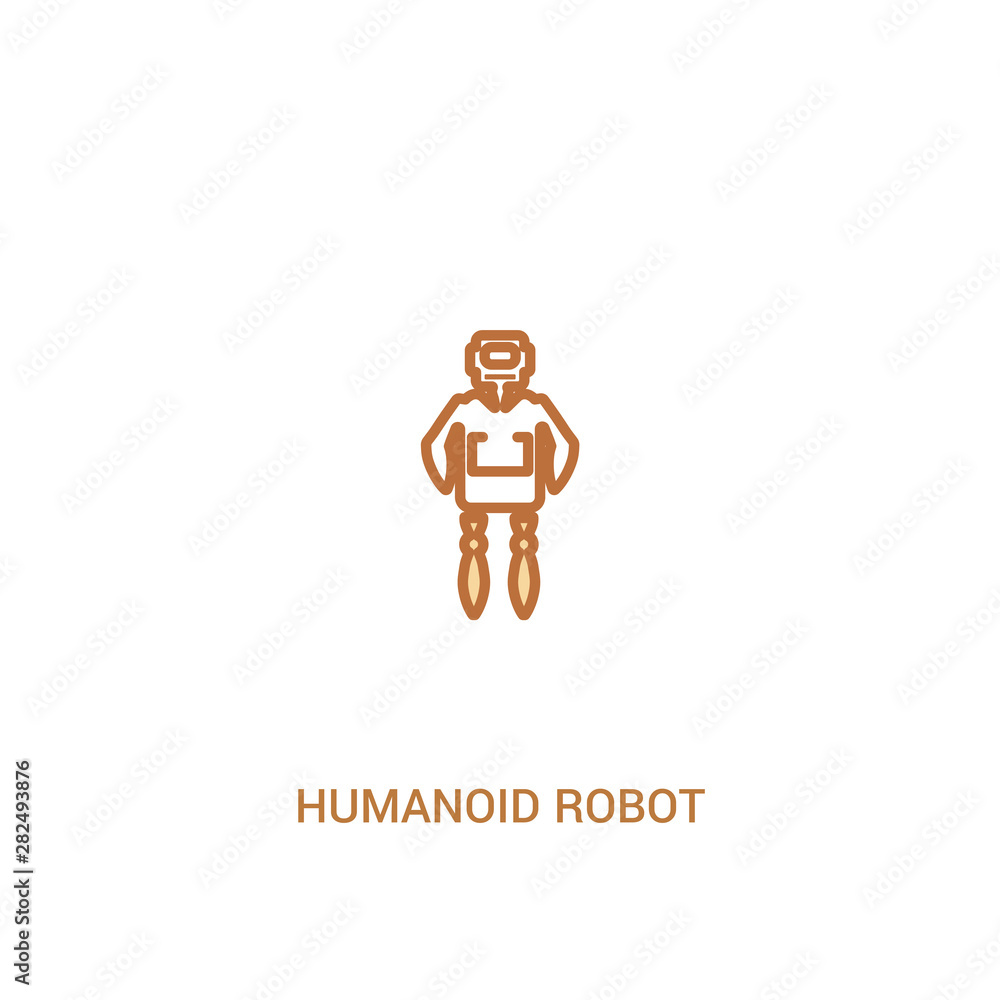 Poster humanoid robot concept 2 colored icon. simple line element illustration. outline brown humanoid robo