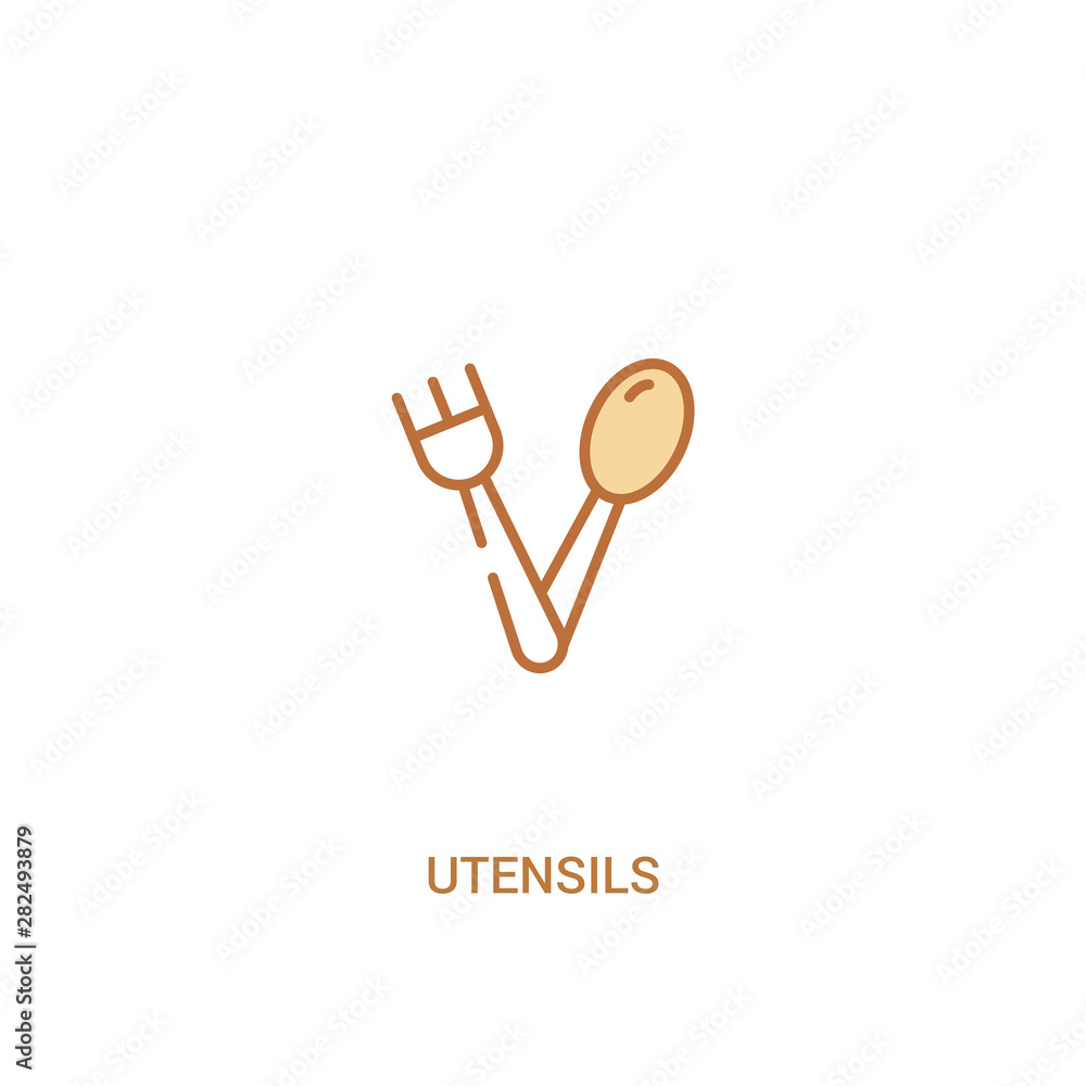Poster utensils concept 2 colored icon. simple line element illustration. outline brown utensils symbol. ca