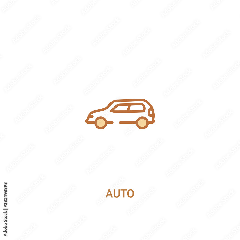 Poster auto concept 2 colored icon. simple line element illustration. outline brown auto symbol. can be use