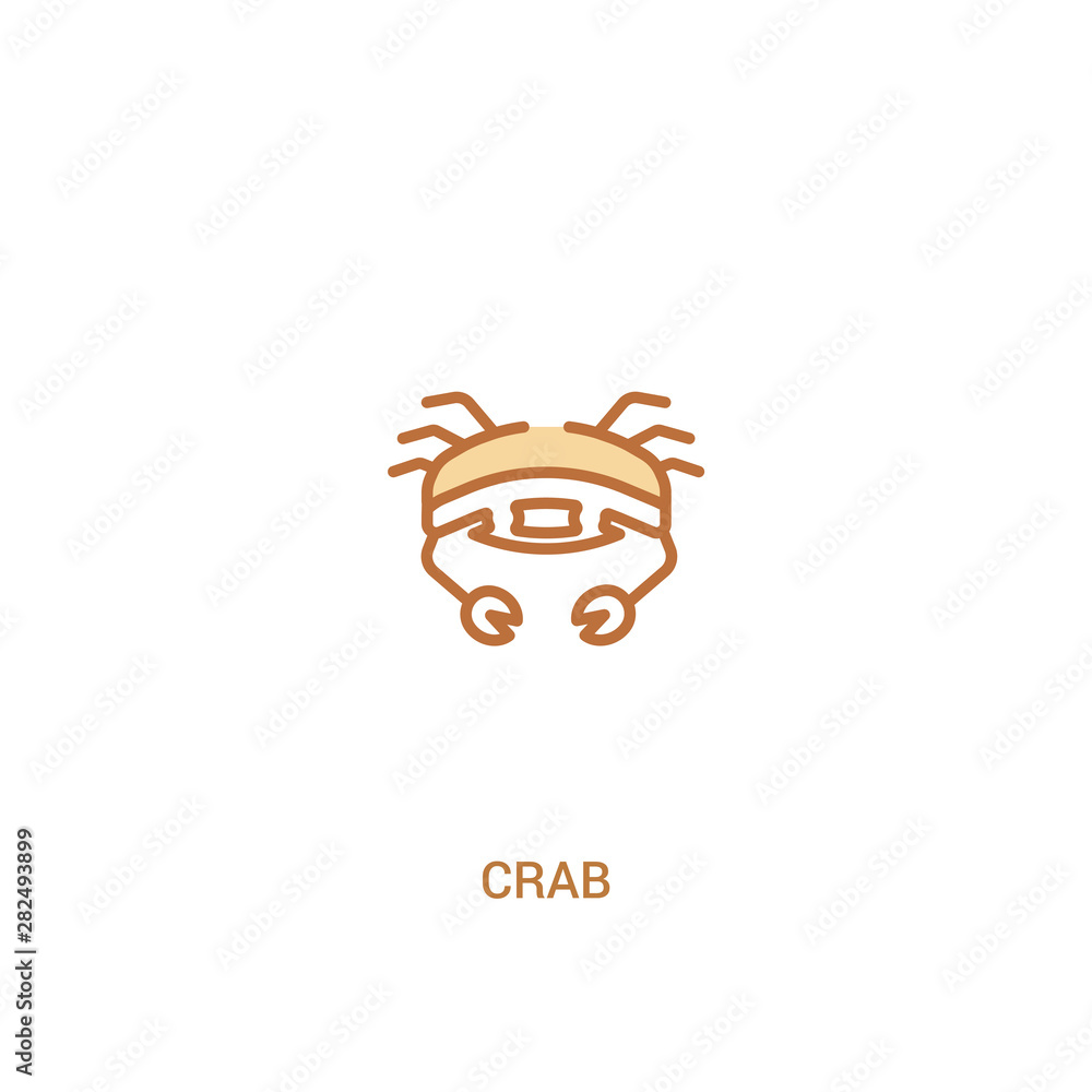 Poster crab concept 2 colored icon. simple line element illustration. outline brown crab symbol. can be use