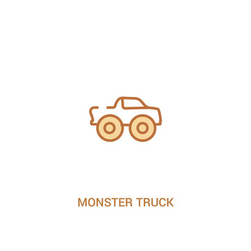 monster truck concept 2 colored icon. simple line element illustration. outline brown monster truck symbol. can be used for web and mobile ui/ux.