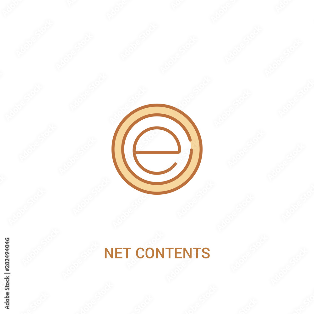 Poster net contents concept 2 colored icon. simple line element illustration. outline brown net contents sy