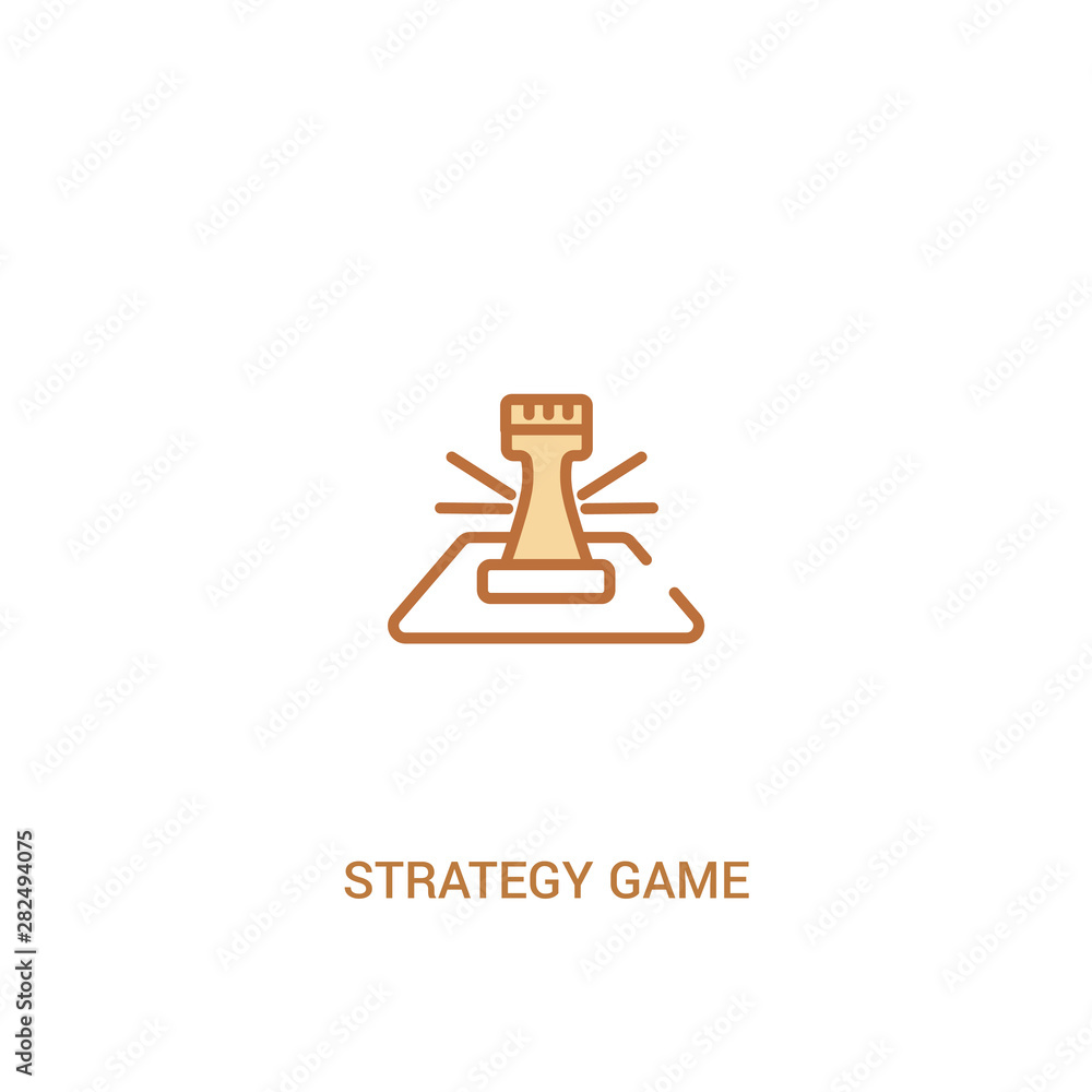 Poster strategy game concept 2 colored icon. simple line element illustration. outline brown strategy game 