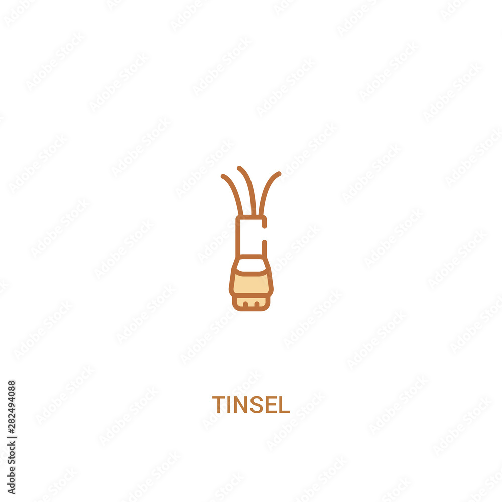 Poster tinsel concept 2 colored icon. simple line element illustration. outline brown tinsel symbol. can be