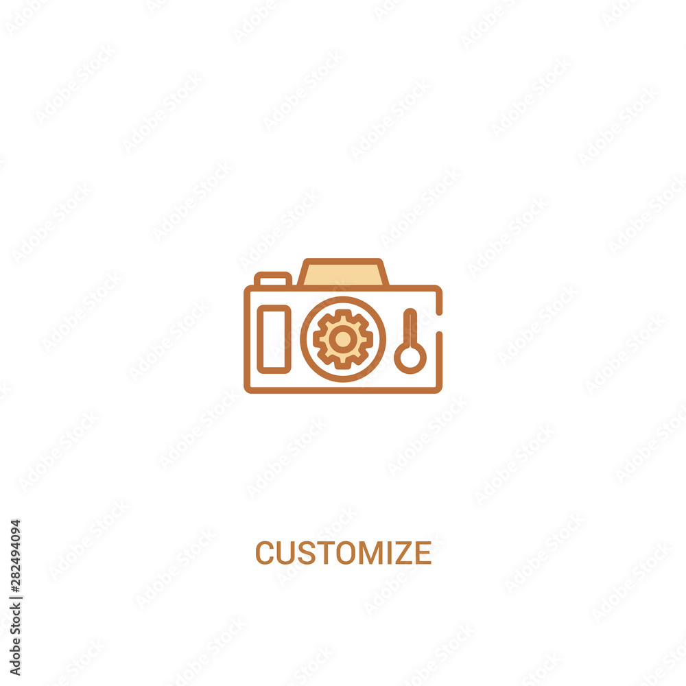 Poster customize concept 2 colored icon. simple line element illustration. outline brown customize symbol. 