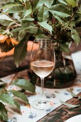 Wineglasses on blurred background.