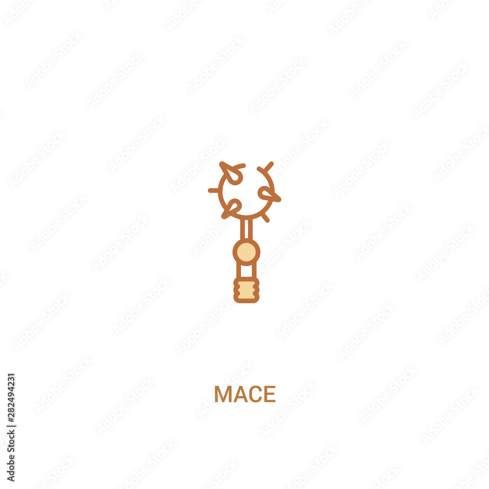 Poster mace concept 2 colored icon. simple line element illustration. outline brown mace symbol. can be use