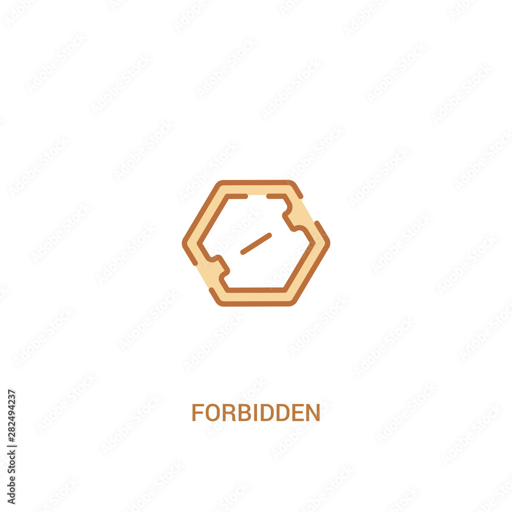 Aufkleber forbidden concept 2 colored icon. simple line element illustration. outline brown forbidden symbol. 