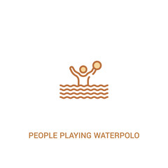 people playing waterpolo concept 2 colored icon. simple line element illustration. outline brown people playing waterpolo symbol. can be used for web and mobile ui/ux.