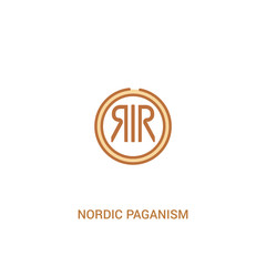 nordic paganism concept 2 colored icon. simple line element illustration. outline brown nordic paganism symbol. can be used for web and mobile ui/ux.