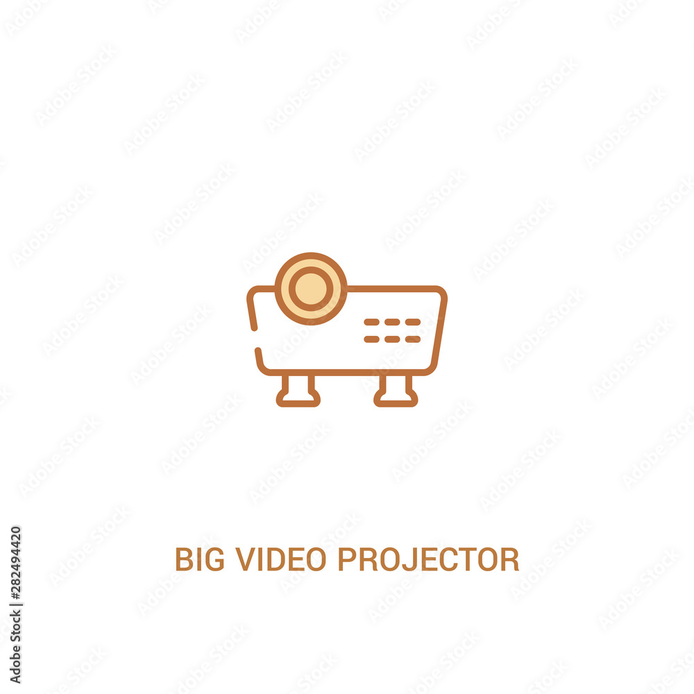 Poster big video projector concept 2 colored icon. simple line element illustration. outline brown big vide