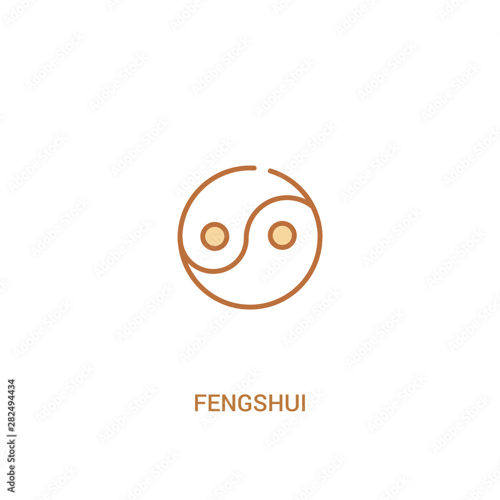 Poster fengshui concept 2 colored icon. simple line element illustration. outline brown fengshui symbol. ca