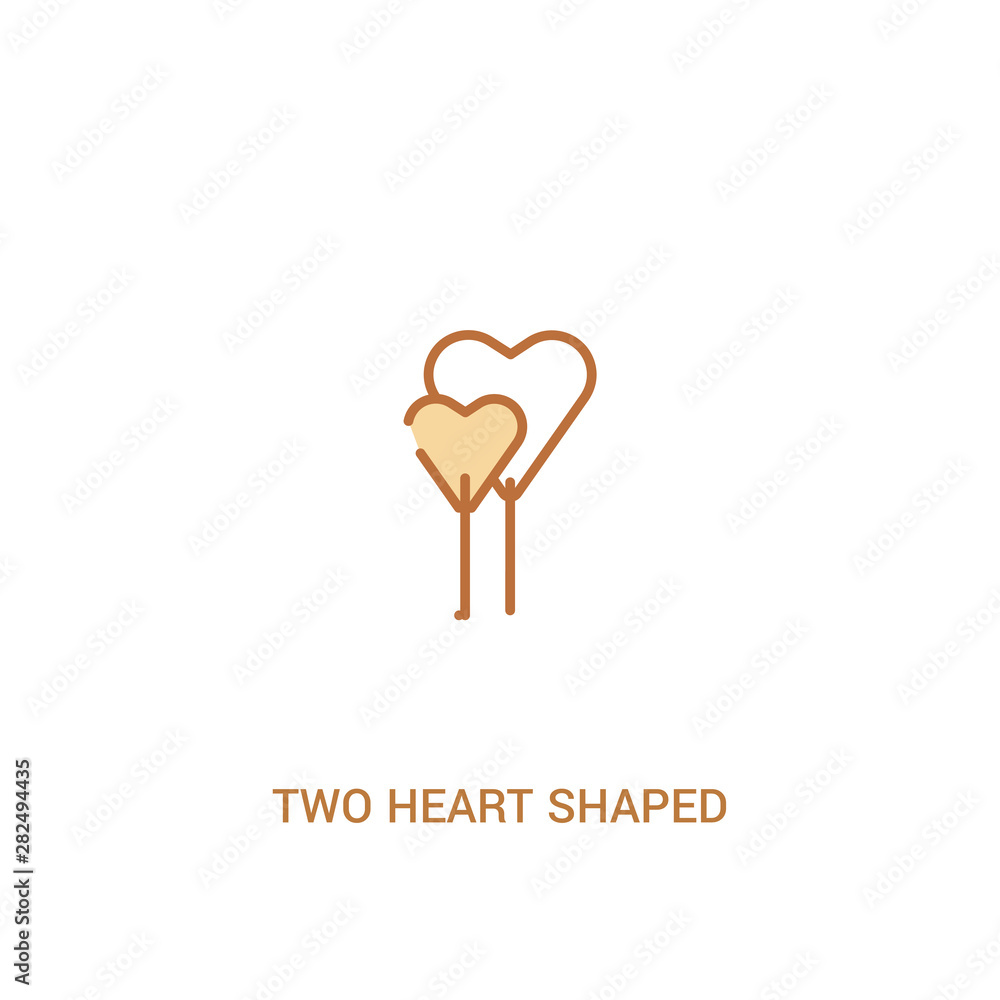 Poster two heart shaped balloons concept 2 colored icon. simple line element illustration. outline brown tw
