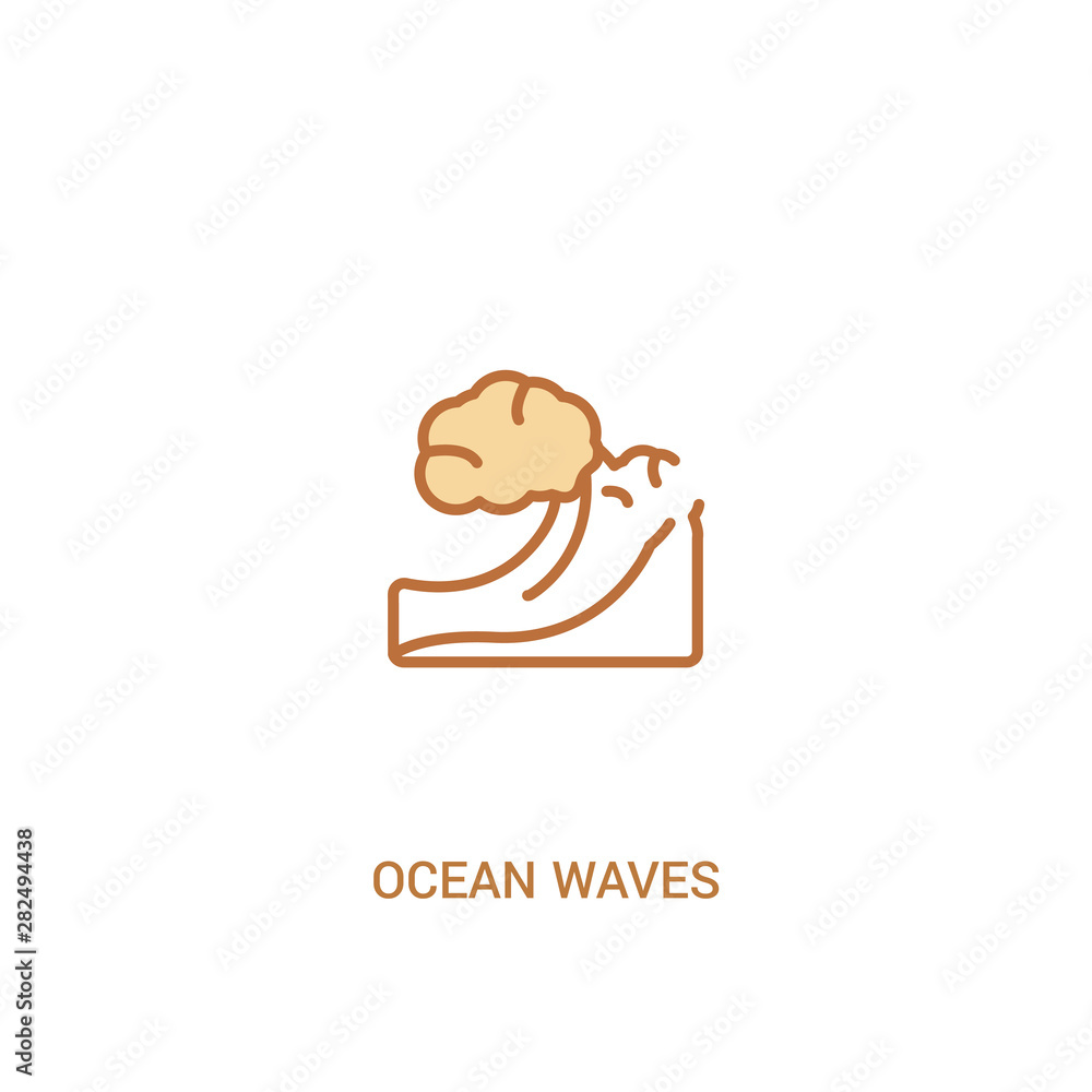 Poster ocean waves concept 2 colored icon. simple line element illustration. outline brown ocean waves symb
