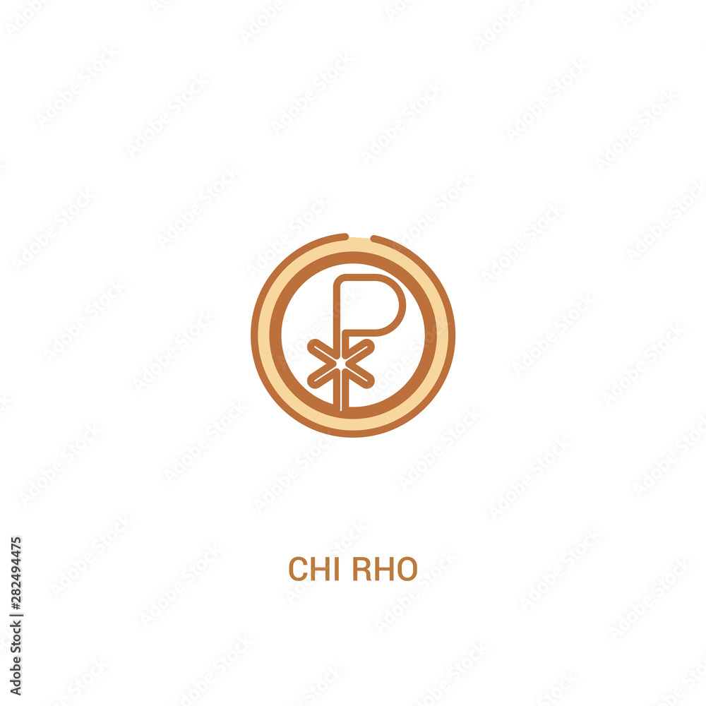 Poster chi rho concept 2 colored icon. simple line element illustration. outline brown chi rho symbol. can 
