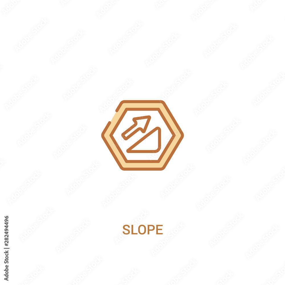 Poster slope concept 2 colored icon. simple line element illustration. outline brown slope symbol. can be u