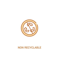 non recyclable concept 2 colored icon. simple line element illustration. outline brown non recyclable symbol. can be used for web and mobile ui/ux.