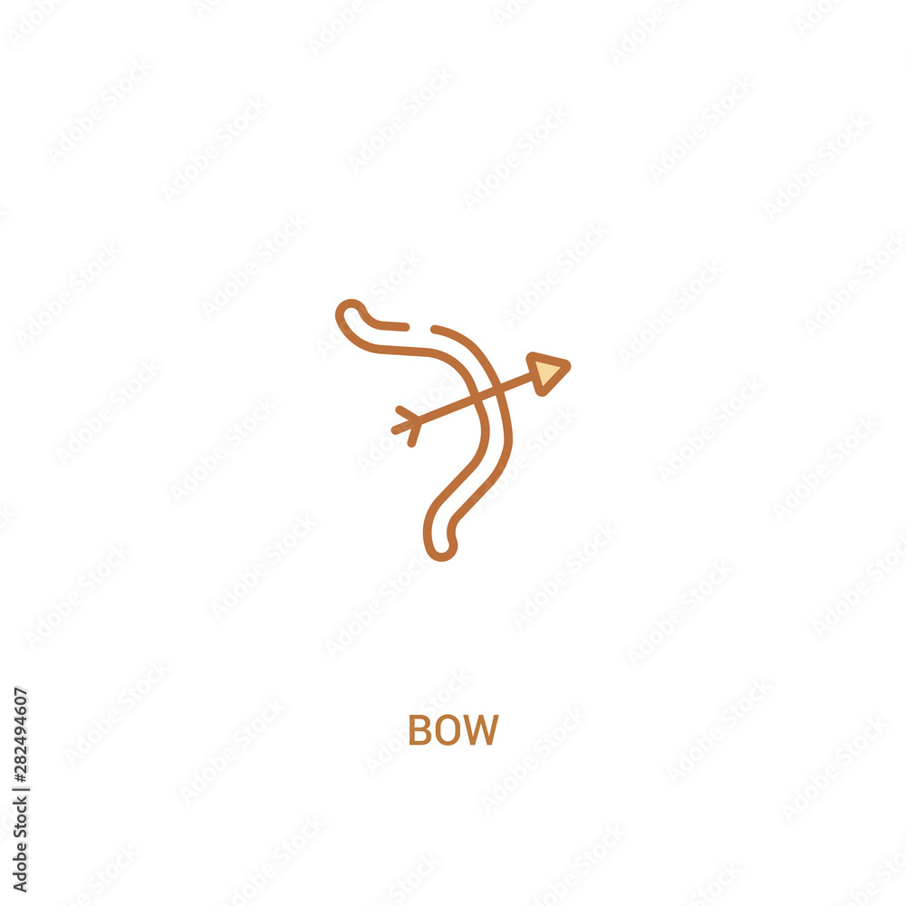 Poster bow concept 2 colored icon. simple line element illustration. outline brown bow symbol. can be used 