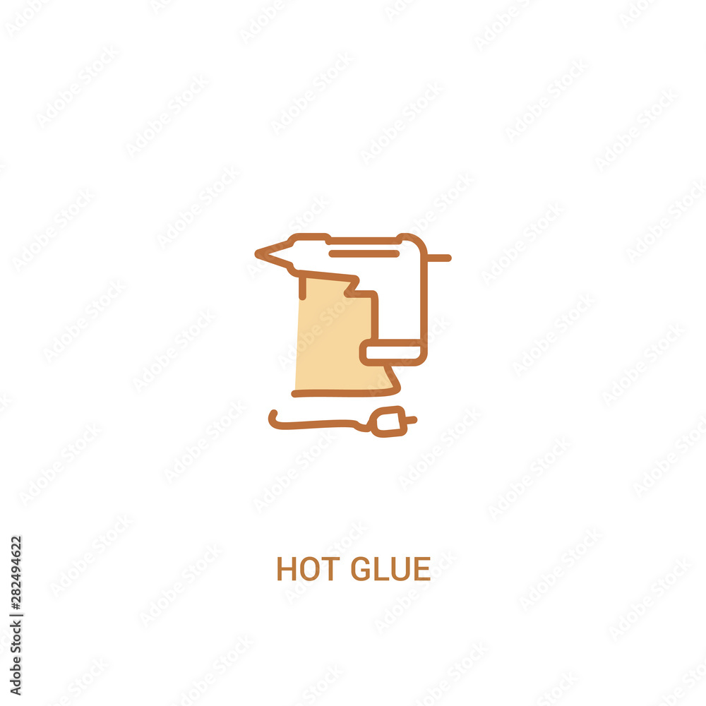 Poster hot glue concept 2 colored icon. simple line element illustration. outline brown hot glue symbol. ca