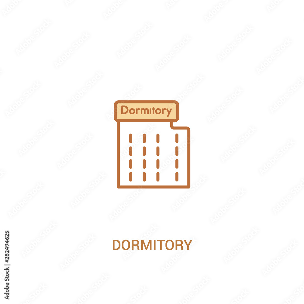 Poster dormitory concept 2 colored icon. simple line element illustration. outline brown dormitory symbol. 