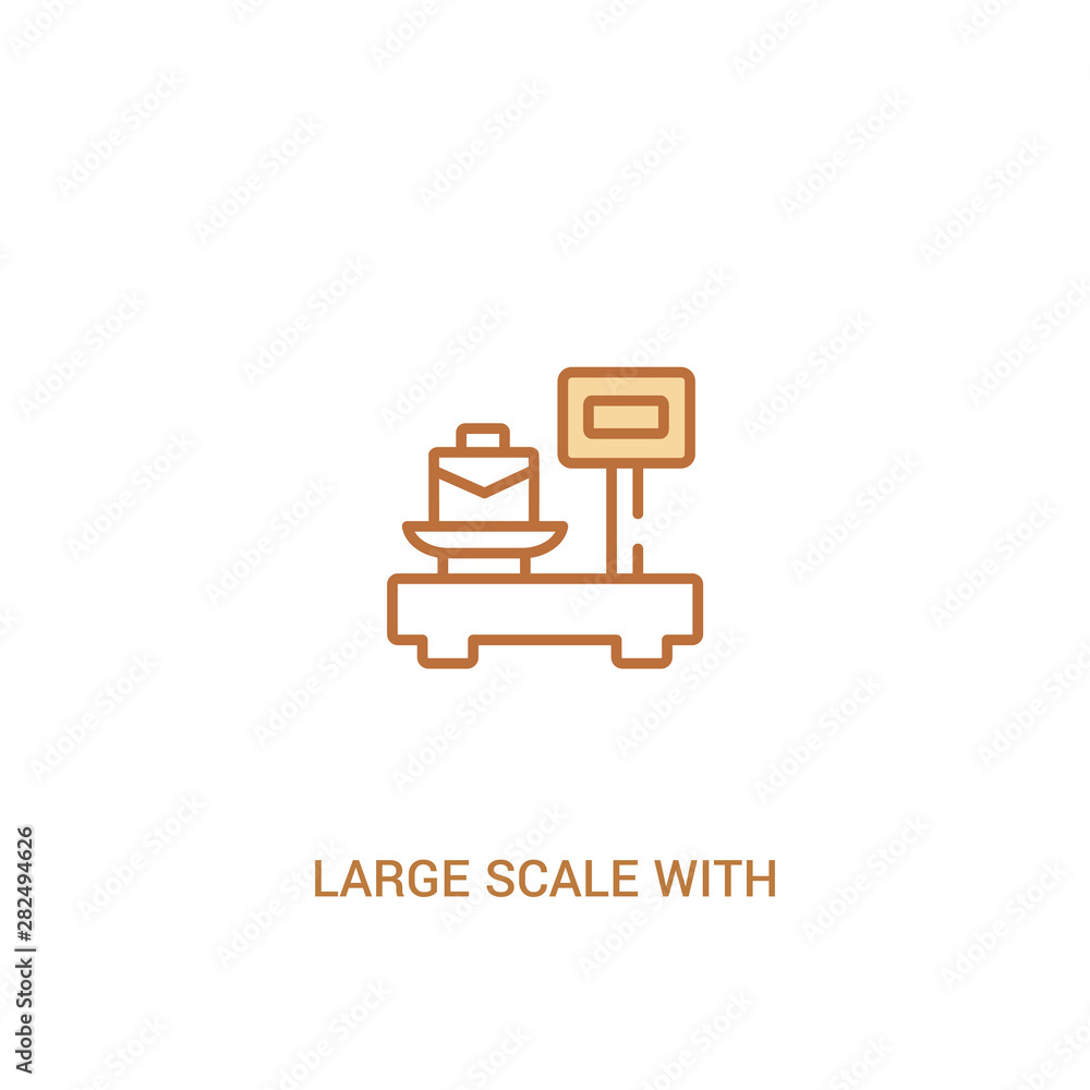 Poster large scale with suitcase concept 2 colored icon. simple line element illustration. outline brown la