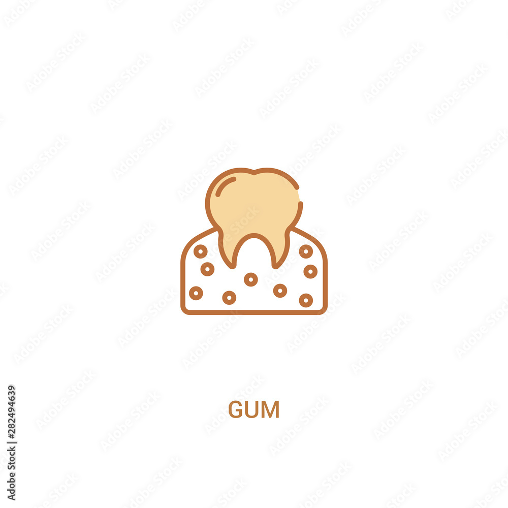 Poster gum concept 2 colored icon. simple line element illustration. outline brown gum symbol. can be used 
