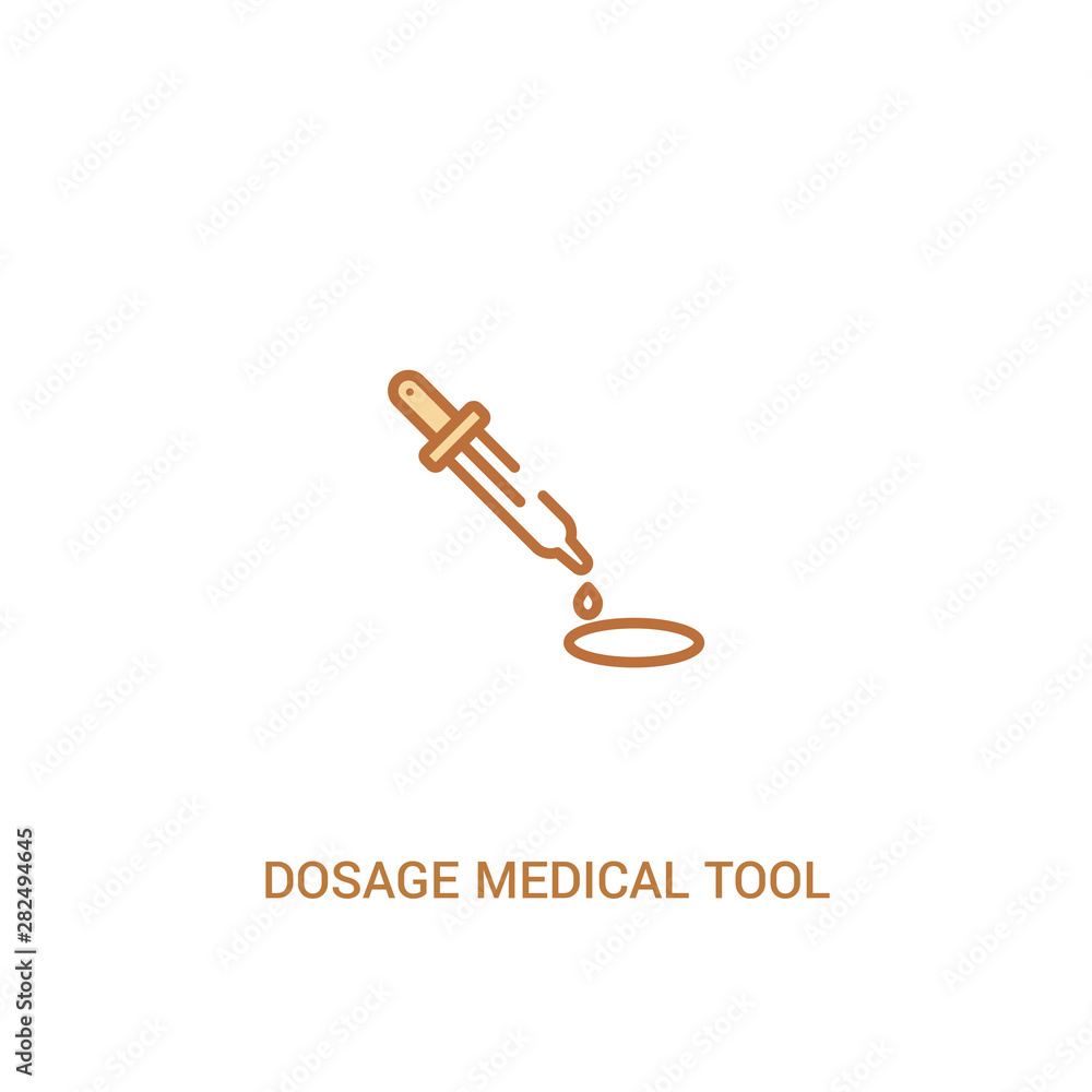 Poster dosage medical tool concept 2 colored icon. simple line element illustration. outline brown dosage m