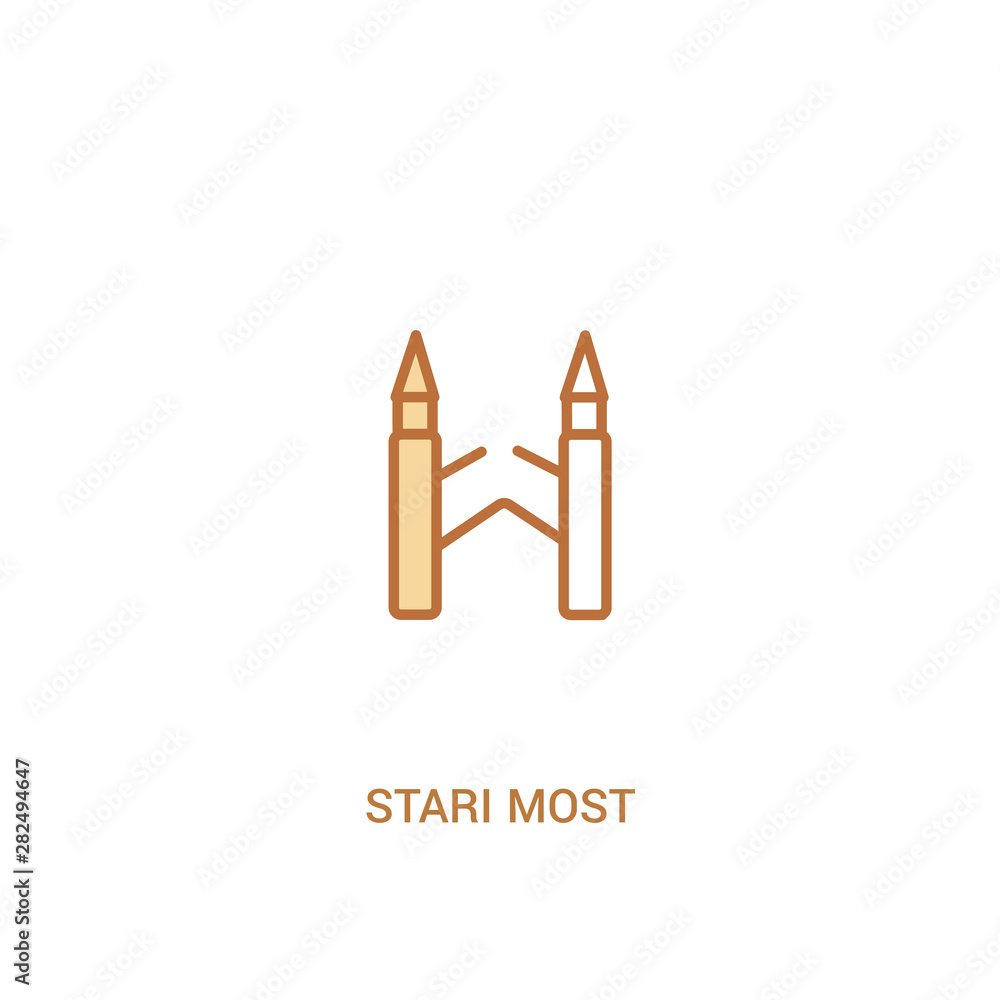 Poster stari most concept 2 colored icon. simple line element illustration. outline brown stari most symbol