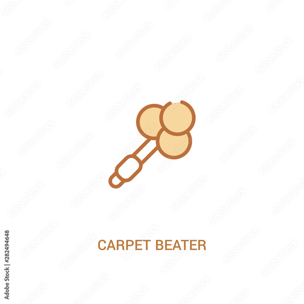 Poster carpet beater concept 2 colored icon. simple line element illustration. outline brown carpet beater 