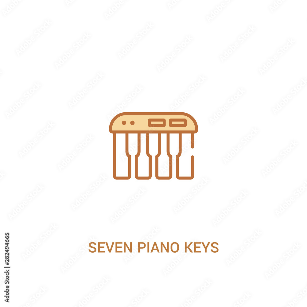 Aufkleber seven piano keys concept 2 colored icon. simple line element illustration. outline brown seven piano