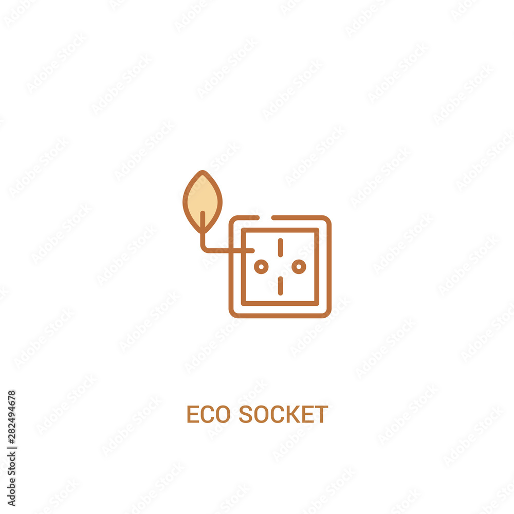 Poster eco socket concept 2 colored icon. simple line element illustration. outline brown eco socket symbol